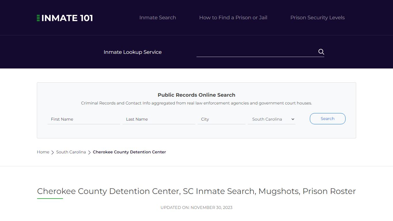 Cherokee County Detention Center, SC Inmate Search, Mugshots, Prison ...